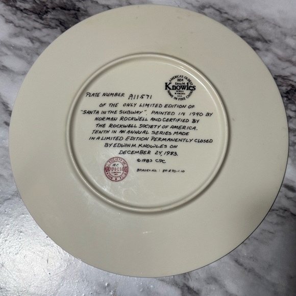 Norman Rockwell Christmas 1983 Plate - Red, Brown, Black - Picture 2 of 2